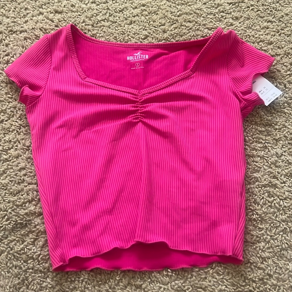 hot pink hollister cinch short sleeve tee